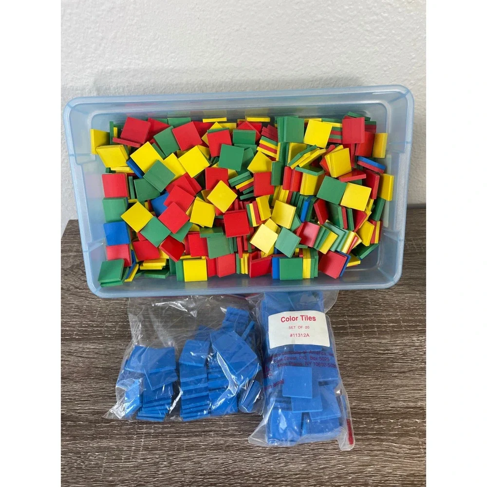 Vintage Harcourt Brace Math Manipulatives Attrilinks Color Tiles Learning Kit
